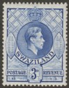 Swaziland 1946 KGVI 3d Light Ultramarine p13½x14 Mint SG32c