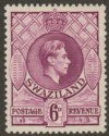Click for more photos and details Swaziland 1938 KGVI 6d Deep Magenta p13½x13 Mint SG34