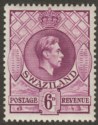 Click for more photos and details Swaziland 1938 KGVI 6d Reddish Purple p13½x13 Mint SG34