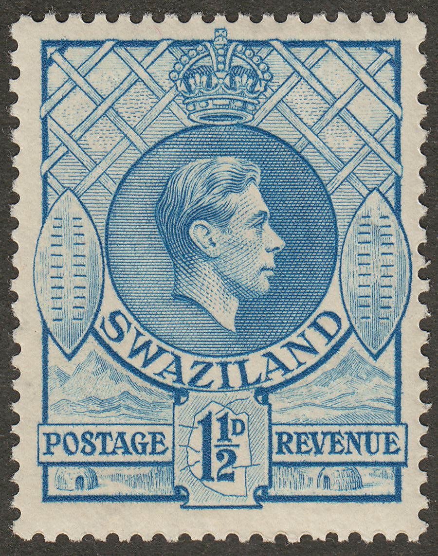 Swaziland 1938 KGVI 1½d Light Blue p13½x13 Mint SG30