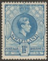 Swaziland 1938 KGVI 1½d Light Blue p13½x13 Mint SG30