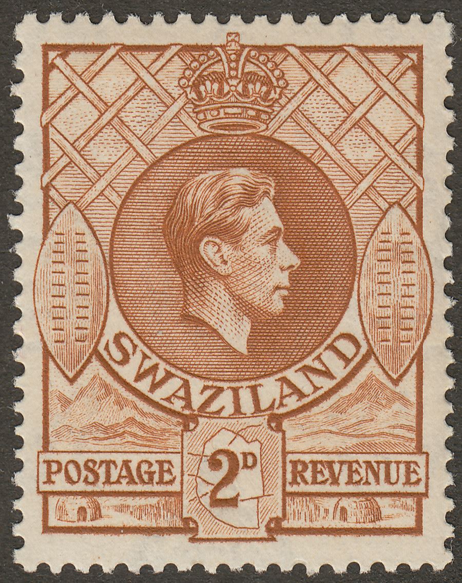 Swaziland 1938 KGVI 2d Yellow-Brown p13½x13 Mint SG31