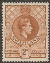 Click for more photos and details Swaziland 1938 KGVI 2d Yellow-Brown p13½x13 Mint SG31