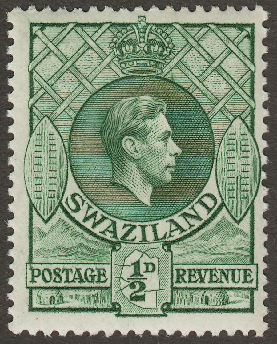 Swaziland 1938 KGVI ½d Green p13½x13 Mint SG28