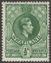 Click for more photos and details Swaziland 1938 KGVI ½d Green p13½x13 Mint SG28