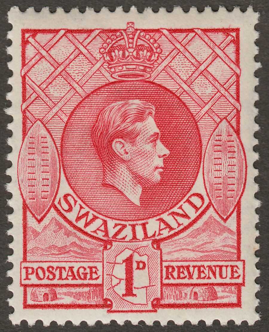 Swaziland 1938 KGVI 1d Rose-Red p13½x13 Mint SG29