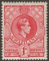 Swaziland 1938 KGVI 1d Rose-Red p13½x13 Mint SG29