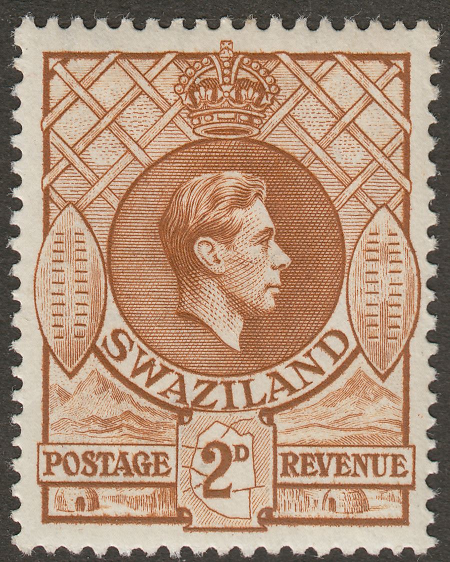 Swaziland 1938 KGVI 2d Yellow-Brown p13½x13 Mint SG31