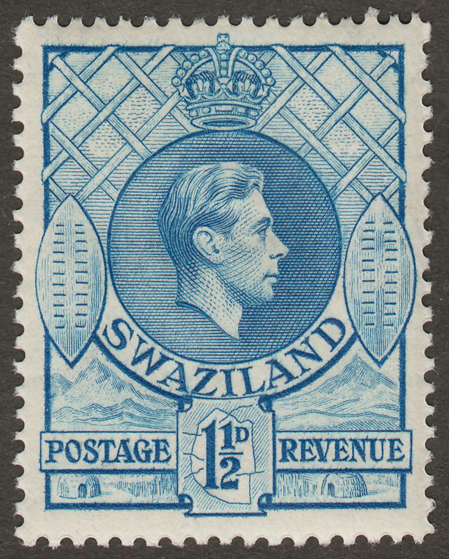 Swaziland 1938 KGVI 1½d Light Blue p13½x13 Mint SG30