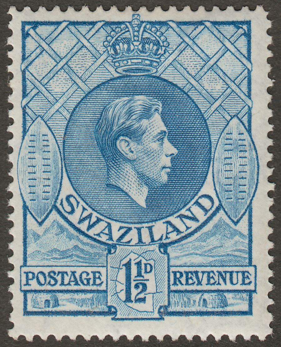 Swaziland 1941 KGVI 1½d Light Blue p14 Mint SG30a