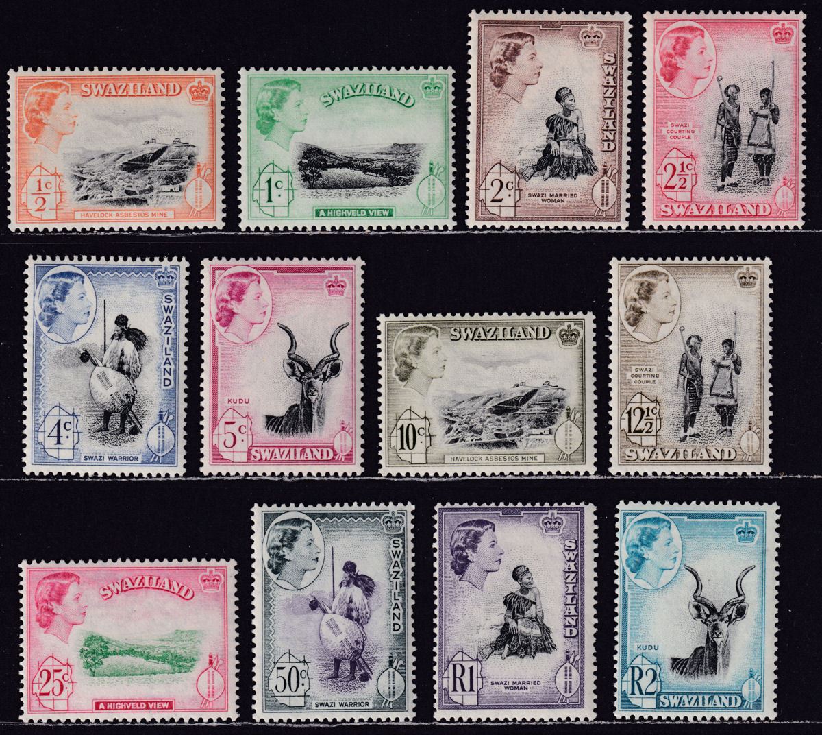 Swaziland 1956 Queen Elizabeth II Set Mint SG53-64 cat £120