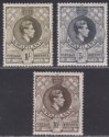 Swaziland 1943-44 KGVI 1sh, 5sh, 10sh p13½x14 Mint SG35a SG37b SG38a cat £65