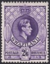 Click for more photos and details Swaziland 1938 KGVI 2sh6d Bright Violet p13½x13 Mint SG36