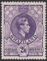 Click for more photos and details Swaziland 1943 KGVI 2sh6d Violet p13½x14 Mint SG36a