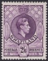Click for more photos and details Swaziland 1947 KGVI 2sh6d Reddish Violet p13½x14 Mint SG36b