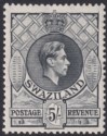 Click for more photos and details Swaziland 1943 KGVI 5sh Slate perf 13½x14 Mint SG37a