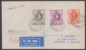 Click for more photos and details Swaziland 1938 KGVI 1sh, 6d, 4d Used on Regd Airmail First Day Cover MBABANE