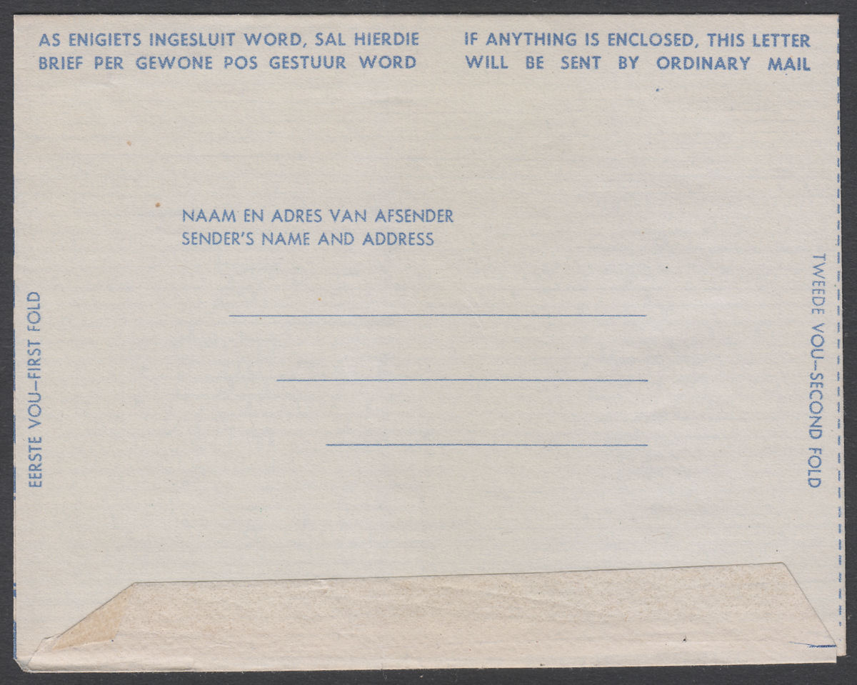 South Africa 1949 KGVI 6d Swaziland Opt Postal Stationary Airmail Letter Unused