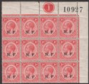 Click for more photos and details Tanganyika 1916 KGV NF Overprint 1d Scarlet Plate 1 Block of 12 Mint SG N2