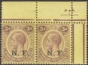Click for more photos and details Tanganyika 1916 KGV NF Overprint 3d Purple on Yellow Pair Mint SG N3 cat £54