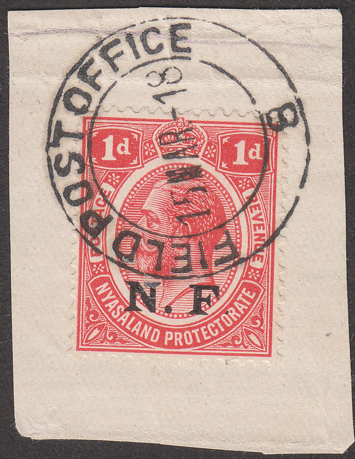 Tanganyika 1918 KGV NF Opt 1d Used Small Stop Variety FIELD POST OFFICE 8 Postmk
