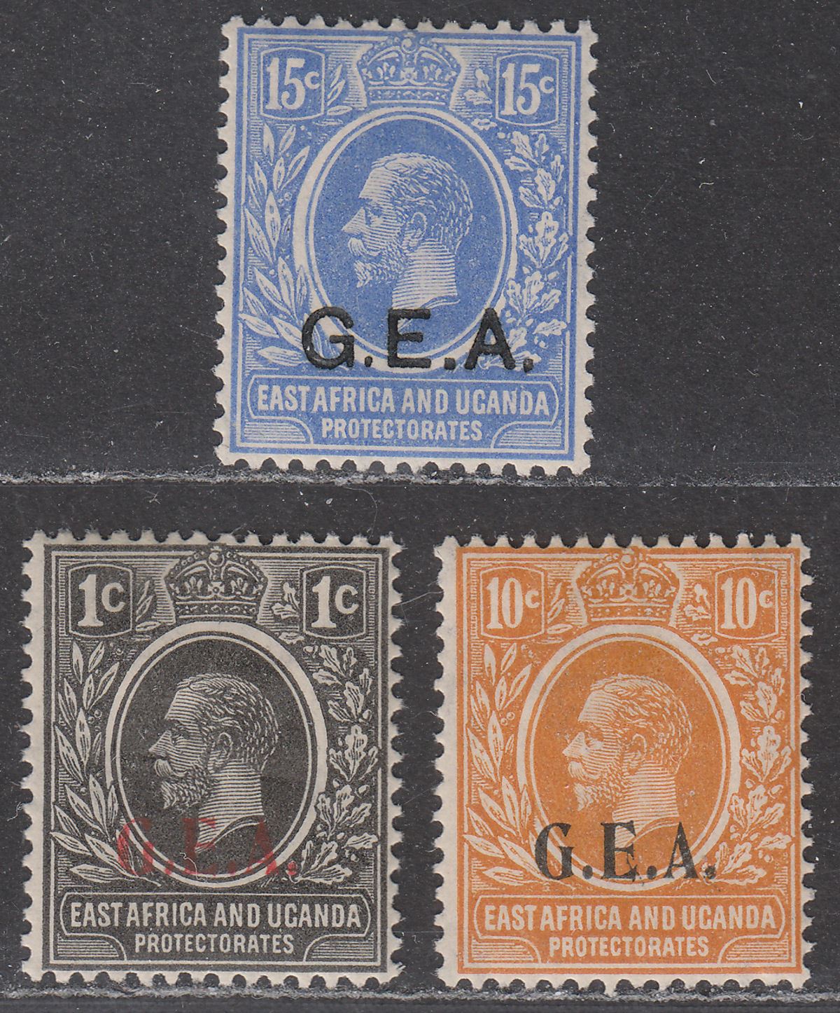 Tanganyika 192122 KGV GEA Overprint Selection to 15c Mint British