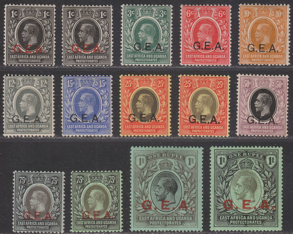 Tanganyika 1917 King George V GEA Overprint Set to 1r Mint SG45-55a