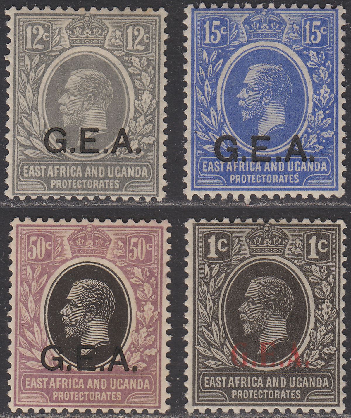 Tanganyika 1921-22 KGV GEA Overprint Selection to 50c Mint cat £47