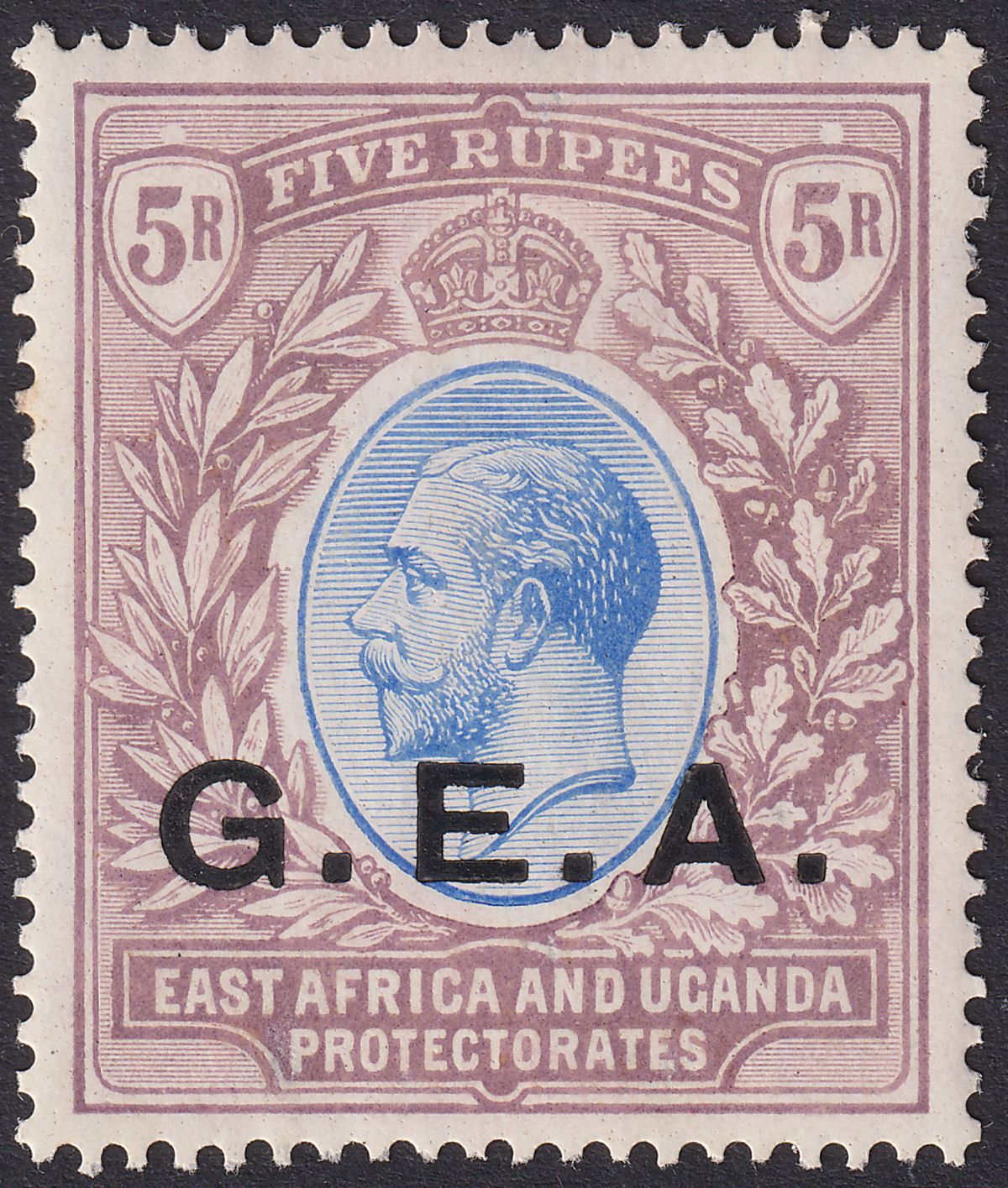 Tanganyika 1921 KGV GEA Opt 5r Blue and Dull Purple Mint SG68 cat £190