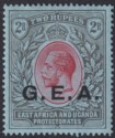 Click for more photos and details Tanganyika 1921 KGV GEA Opt 2r Red and Black on Blue Mint SG66 cat £60