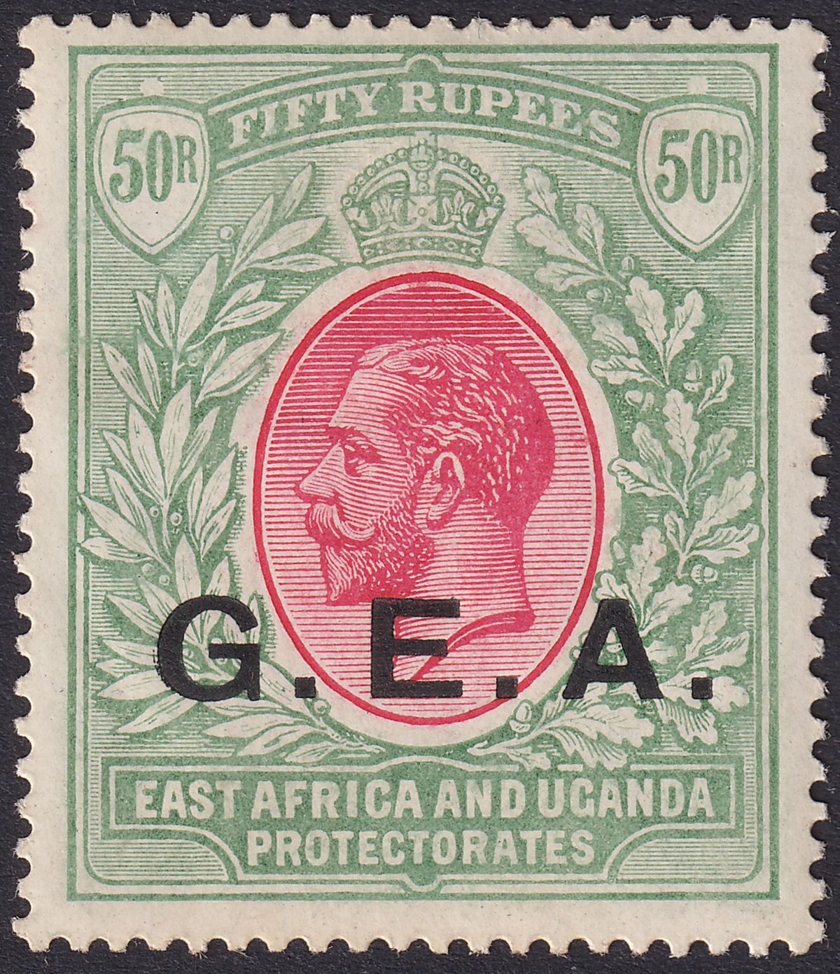 Tanganyika 1917 KGV GEA Opt 50r Carmine and Green Mint SG62 cat £750
