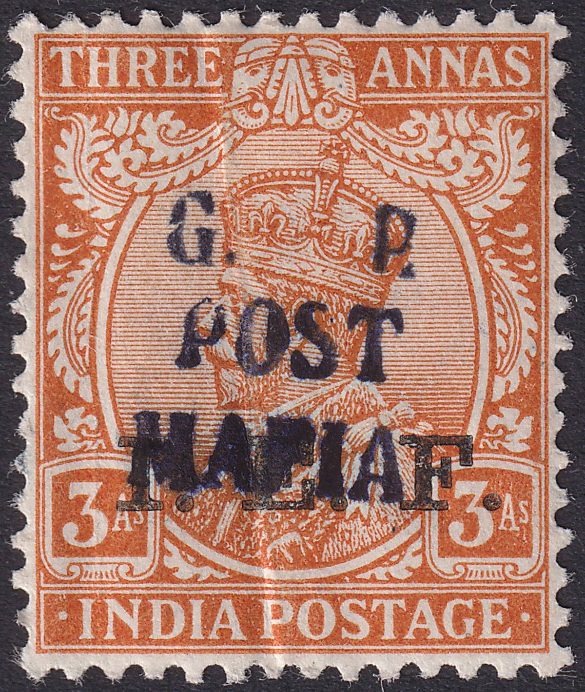 Mafia Island 1915 KGV GR Post Overprint 3a Orange Mint SG M38 cat £160 CREASES