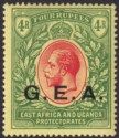 Tanganyika 1917 KGV GEA Opt 4r Red and Green on Yellow Mint SG58 cat £35