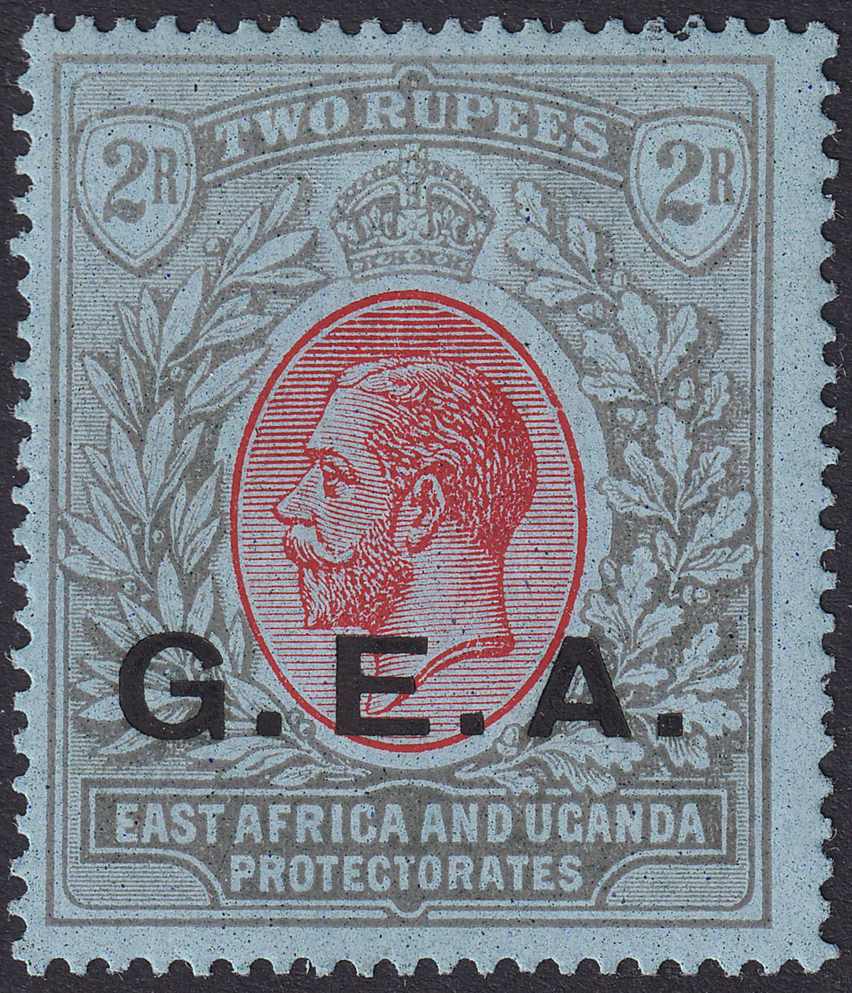 Tanganyika 1921 KGV GEA Opt 2r Red and Black on Blue Mint SG66 cat £65