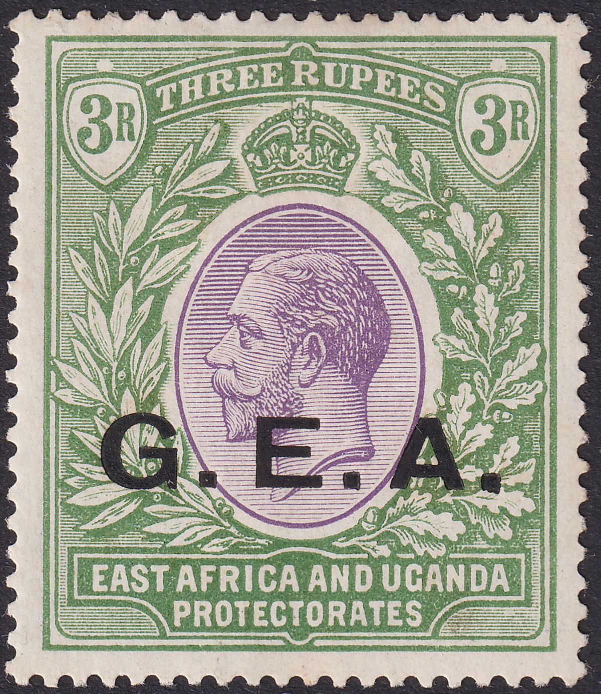 Tanganyika 1921 KGV GEA Opt 3r Violet and Green Mint SG67 cat £130