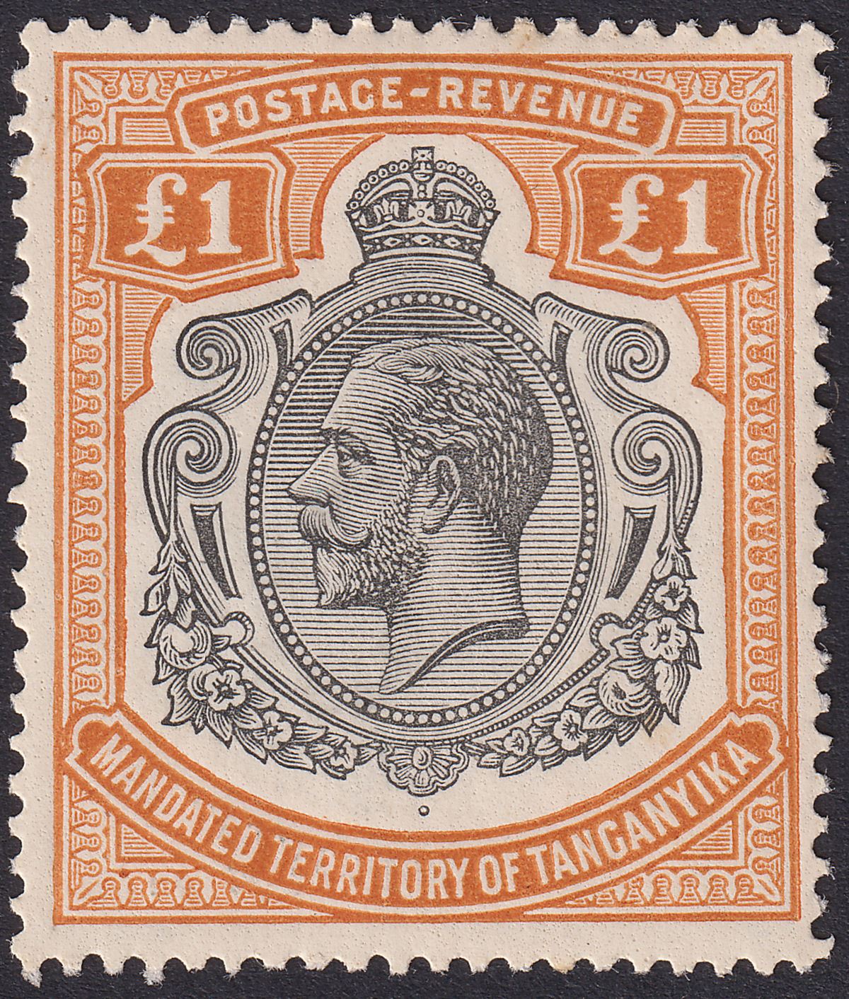 Tanganyika 1927 KGV £1 Brown-Orange and Black Mint SG107 cat £275