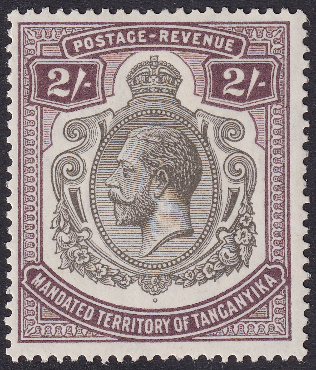 Tanganyika 1927 KGV 2sh Deep Purple and Black Mint SG103 cat £32