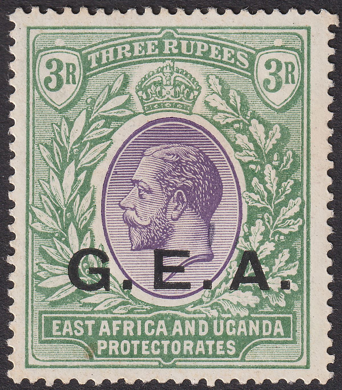Tanganyika 1917 KGV GEA Opt 3r Violet and Green Mint SG57 cat £18