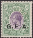 Click for more photos and details Tanganyika 1917 KGV GEA Opt 3r Violet and Green Mint SG57 cat £18