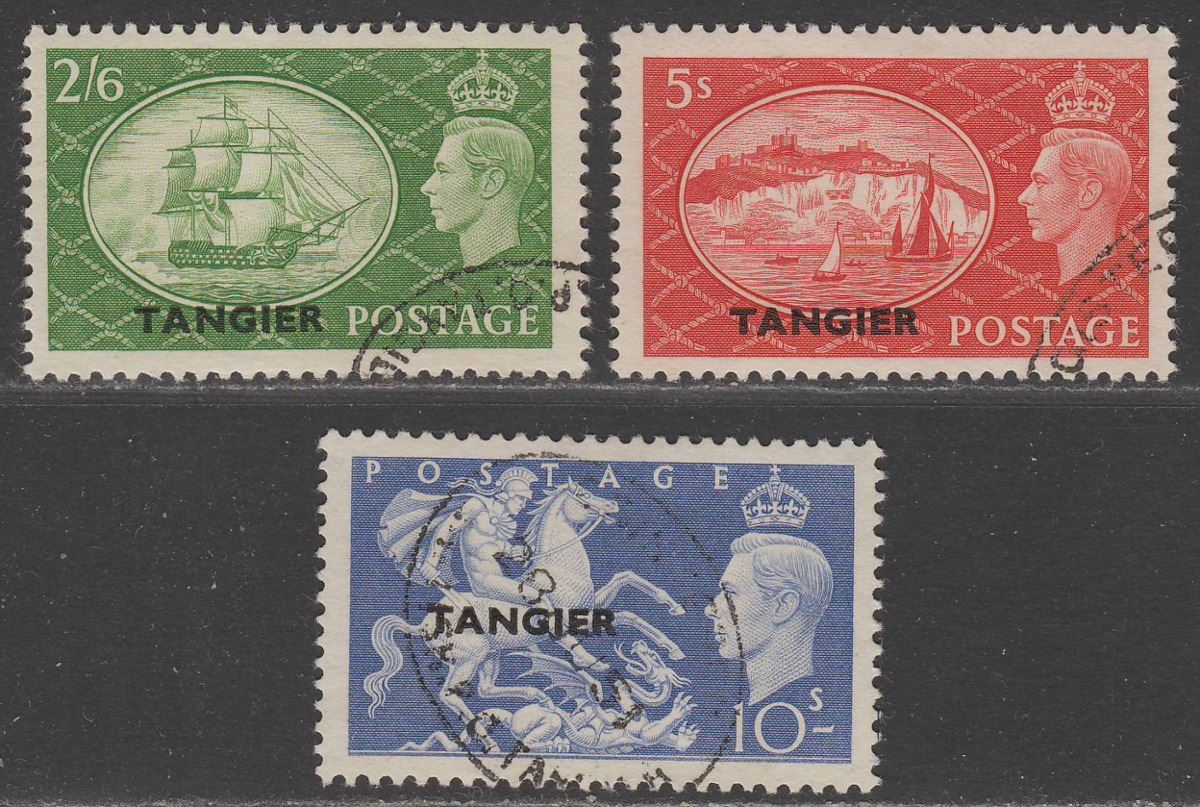 Morocco Agencies Tangier 1951 KGVI 2sh6d, 5sh, 10sh Overprint Used SG286-288