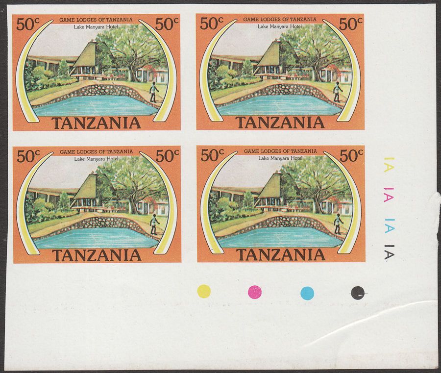 Tanzania 1978 Game Lodges 50c Imperforate Block of 4 Mint SG243 var