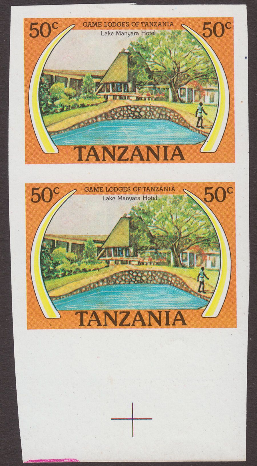 Tanzania 1978 Game Lodges 50c Imperforate Pair Mint SG243 var