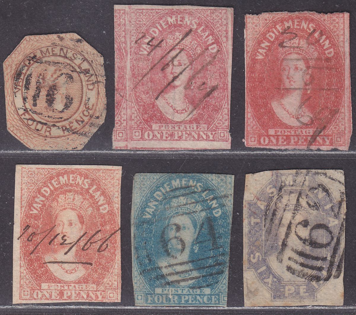 Tasmania Queen Victoria Imperf Selection Used Van Diemens Land Australia
