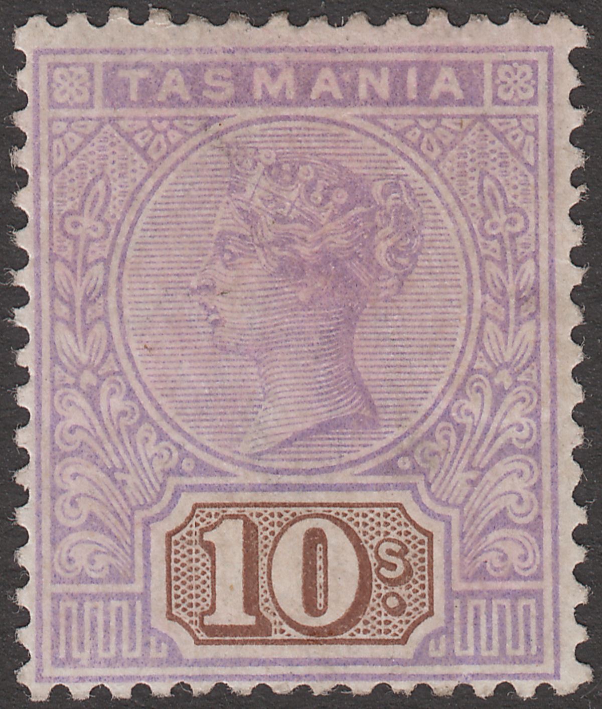 Tasmania 1892 Queen Victoria 10sh Mauve and Brown Mint SG224 cat £190