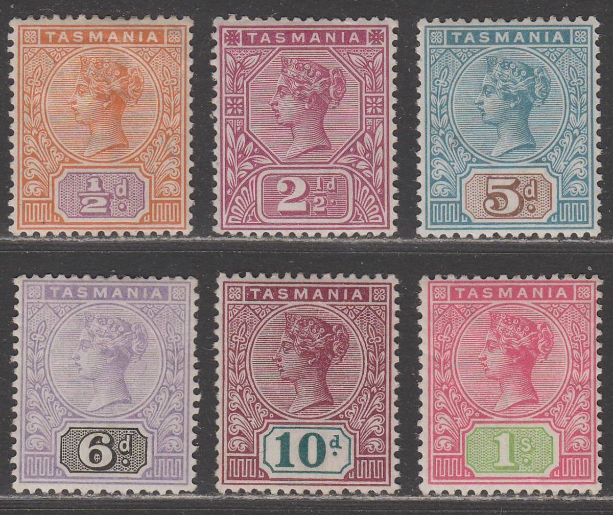 Tasmania 1892-99 Queen Victoria Set to 1sh Mint SG216-221 cat £50