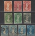 Tasmania 1857 Queen Victoria Chalon Imperf 1d, 2d, 4d Selection Used