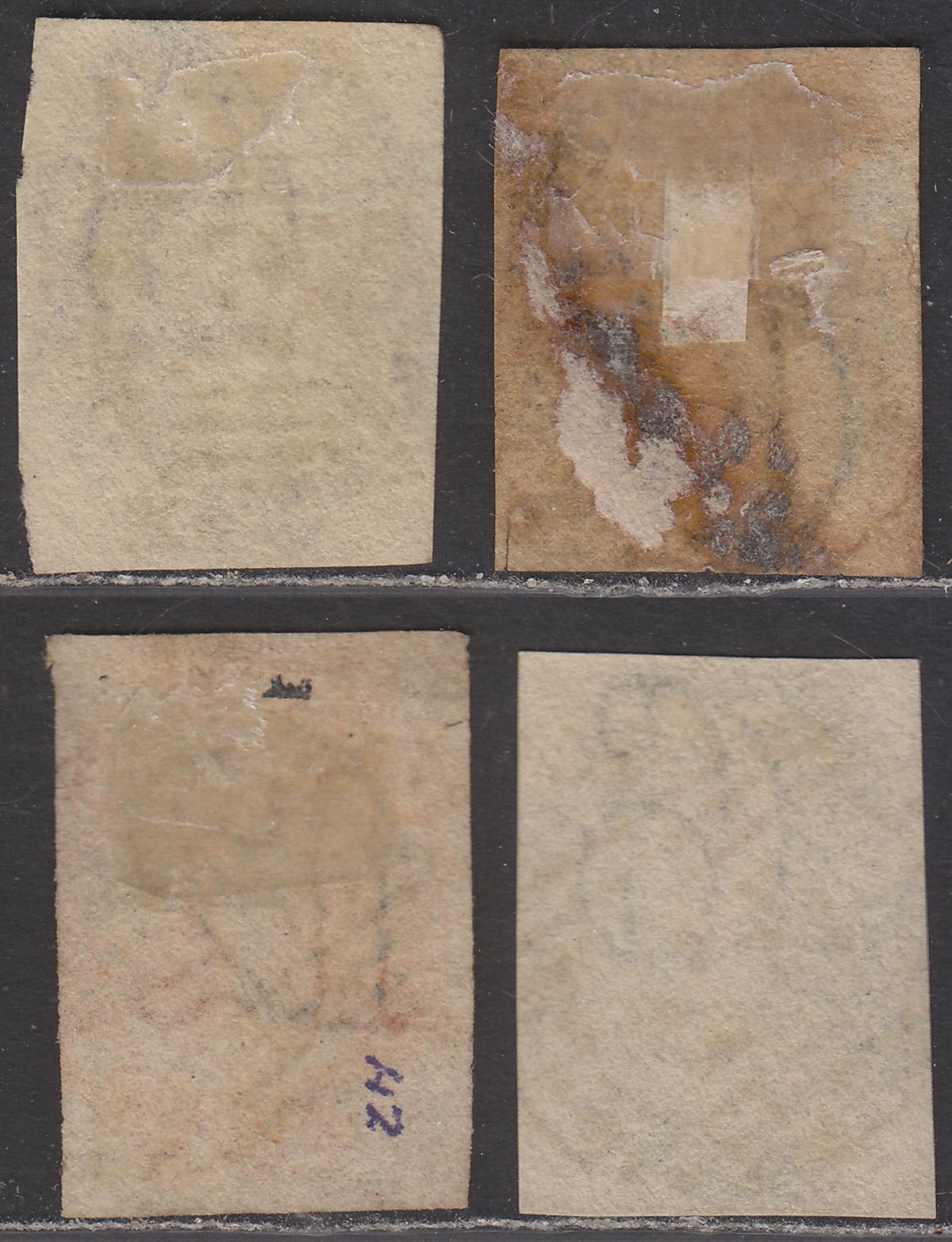 Tasmania 1857 Queen Victoria Chalon Imperf 6d Selection, 1sh Used