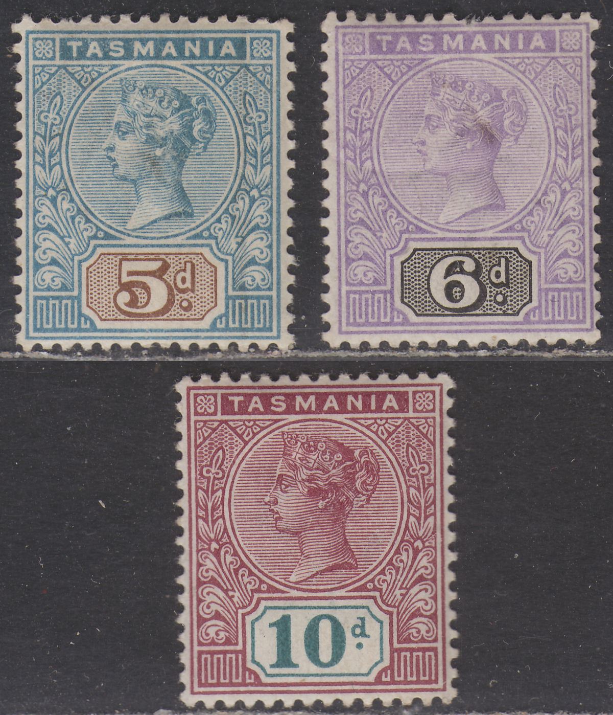 Tasmania 1892 Queen Victoria Part Set to 10d Mint SG218-220 cat £39