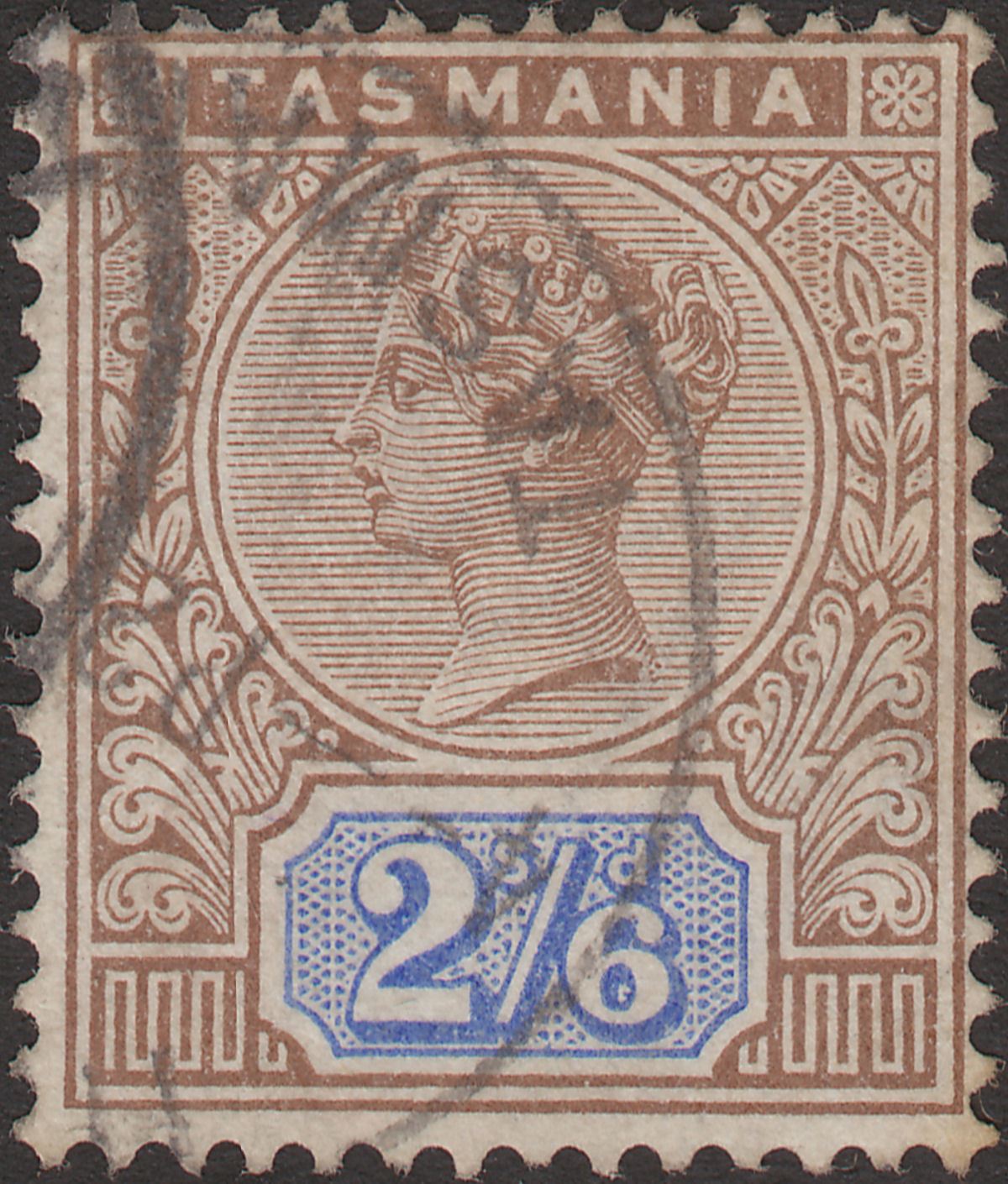 Tasmania 1892 Queen Victoria 2sh6d Brown and Blue Used SG222 cat £40