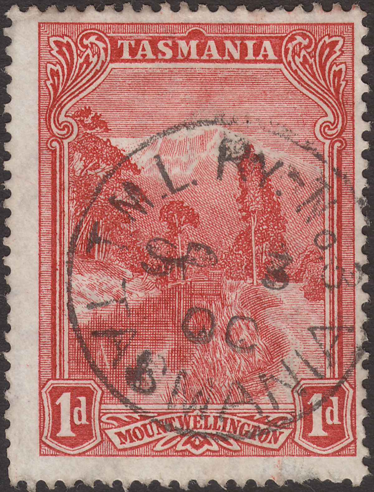 Tasmania 1900 Queen Victoria wmk TAS 1d Used with TML Ry No 3 Postmark